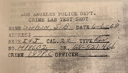 Crime Lab Test Shot Slip for H18602 on 6-6-1968